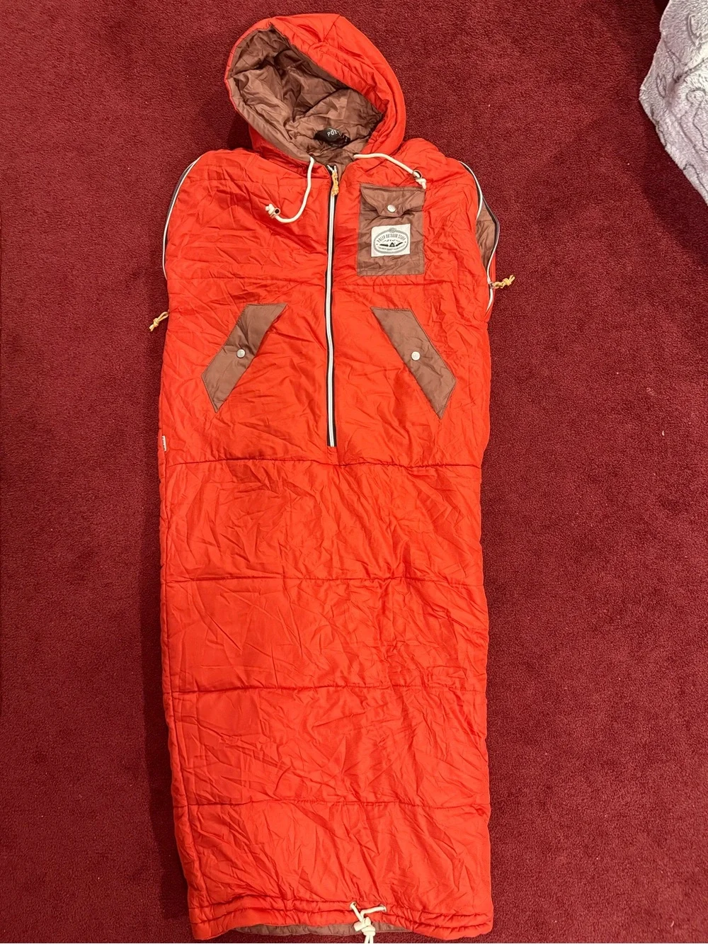 Poler Outdoors Camp Vibes Hoodie Sleeping Bag Napsack teal and orange gorpcore